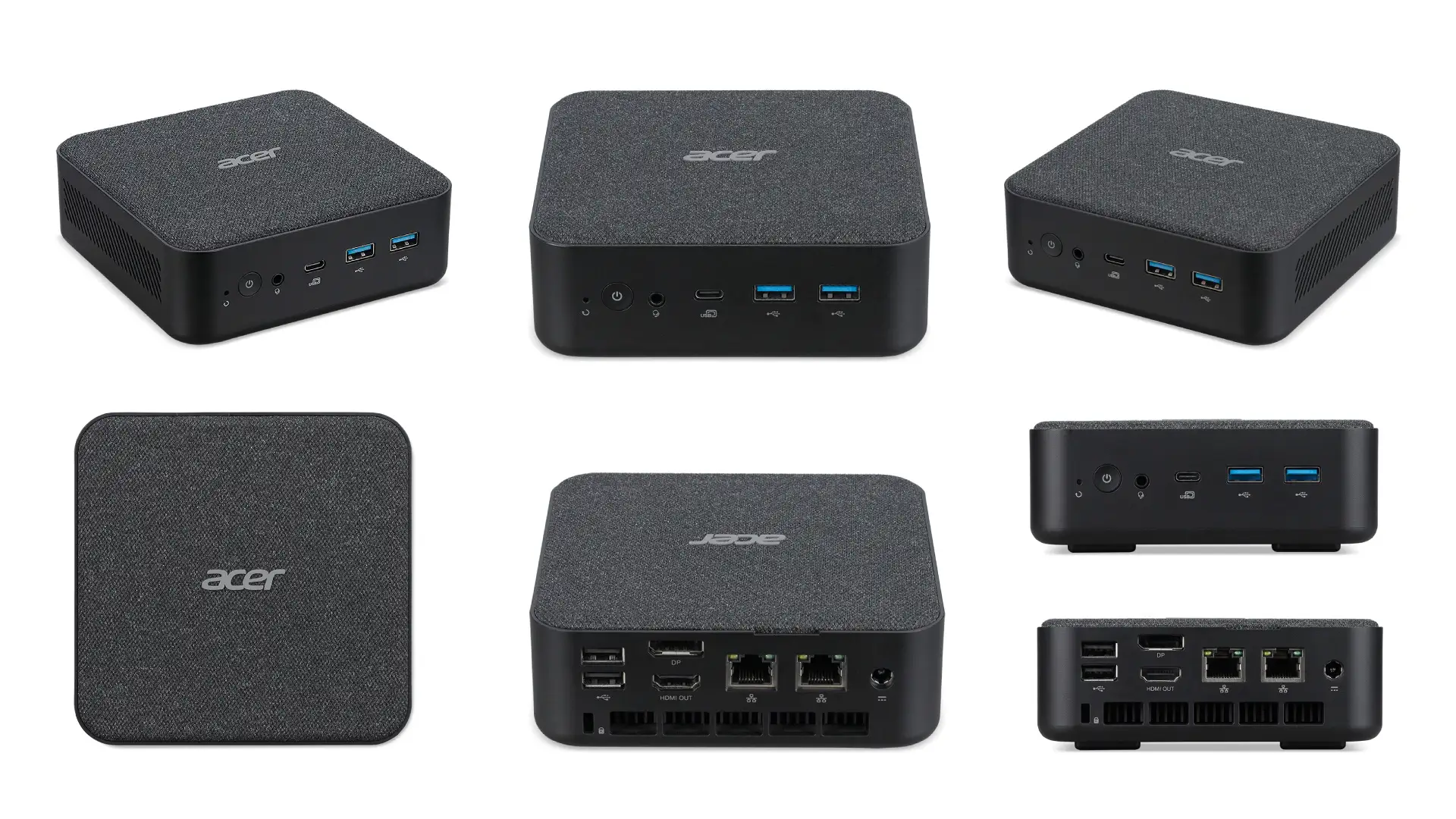 Acer Revo Box RB102-F38U/Aの公式製品写真と前面・背面端子