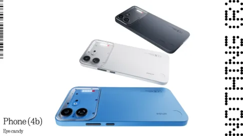 Nothing Phone (4b)のブラック・ホワイト・ブルーの背面